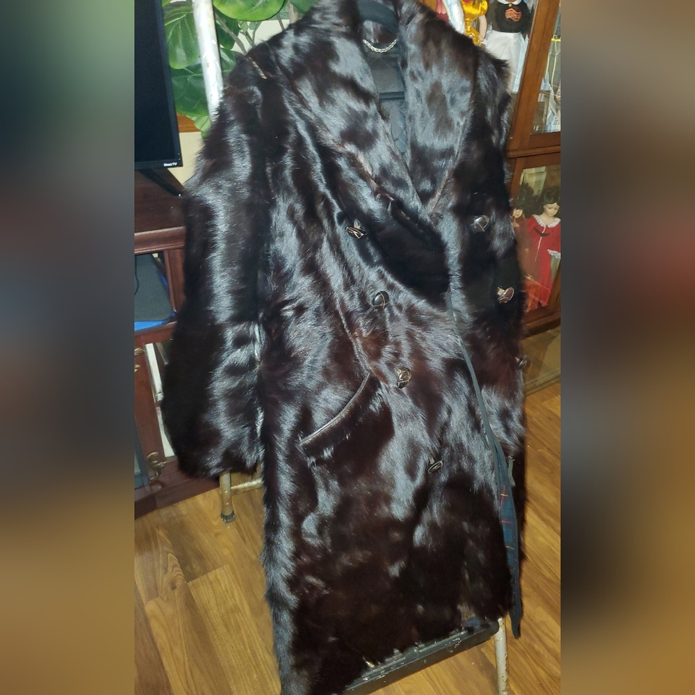 🐻🐻🐻MEN'S BLACK BEAR FUR FULL LENGTH COAT🐻🐻🐻 - Picture 5 of 16